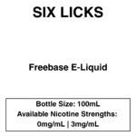 Six Licks E-Liquid 100ml - 0/3/6mg