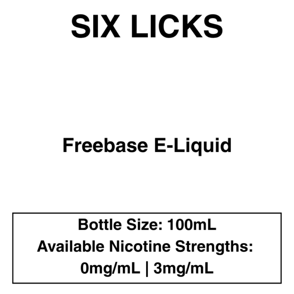 Six Licks E-Liquid 100ml - 0/3/6mg - Image 1