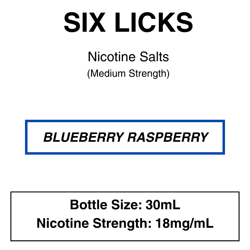 Six Licks_18mg_Blueberry Raspberry Six Licks - NicSalt - 30ml - 18mg/ml Nicotine (35mg/ml Nicotine Salt) - Image 6