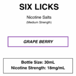 Six Licks - NicSalt - 30ml - 18mg/ml Nicotine (35mg/ml Nicotine Salt) - Image 8
