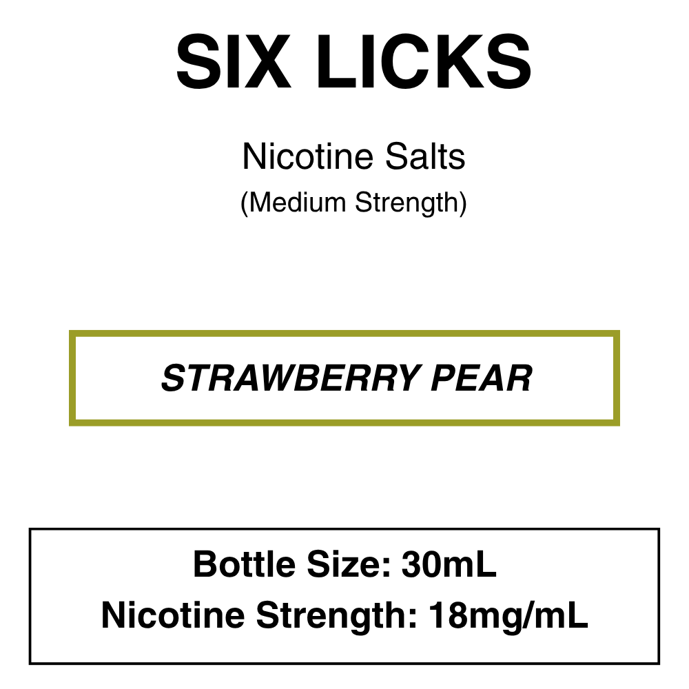 Six Licks_18mg_Strawberry Pear Six Licks - NicSalt - 30ml - 18mg/ml Nicotine (35mg/ml Nicotine Salt) - Image 11