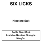 Six Licks - NicSalt - 30ml - 18mg/ml Nicotine (35mg/ml Nicotine Salt)