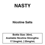 Nasty Original NicSalt - 18mg & 25mg/ml Nicotine - 8 Flavours