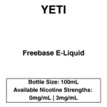 Yeti E-liquid 100ml - 0/3mg - 14 Flavours