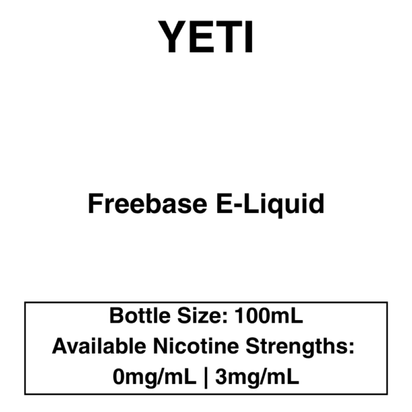 Yeti E-liquid 100ml - 0/3mg - 14 Flavours - Image 1