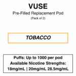 Vuse - eLiquids - Tobacco - 1.6% (18mg/ml) / 2.5% (28.5mg/ml)