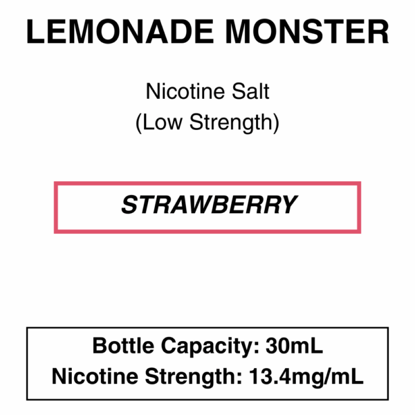 Strawberry (Lemonade Monster) - Nic Salt -30ml - Image 3