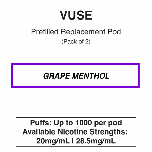 Vuse eLiquids - Grape Menthol - 2.5% (28.5mg/ml) & 1.8% (20mg/ml) - Image 1