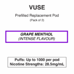 Vuse eLiquids - Grape Menthol - 2.5% (28.5mg/ml) & 1.8% (20mg/ml) - Image 2