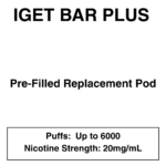 IGET - Bar Plus 2.0 Disposable Vape Replacement Pod - 6000 Puffs - 2% (20mg Nicotine)