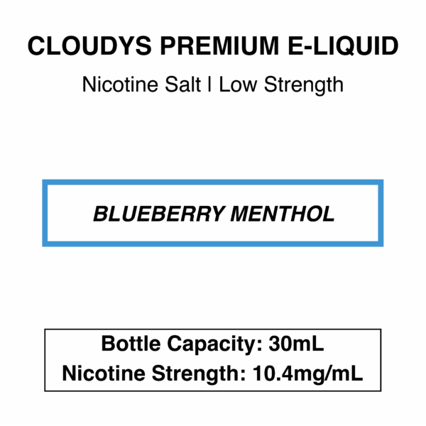 Blueberry Menthol - Cloudys Premium E- Liquid Nic Salt 30 ml - Image 2