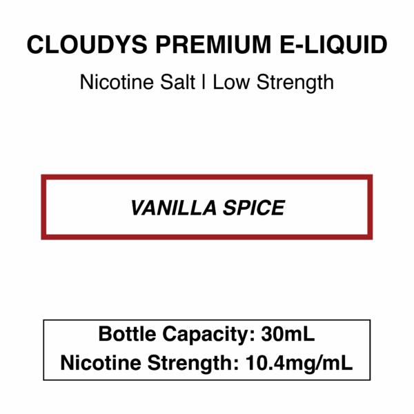Vanilla Spice (Cola Vape)  - Cloudys Premium E- Liquid Nic Salt 30 ml - Image 2