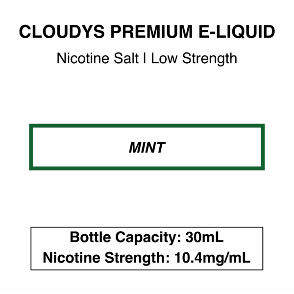 Mint (Classic Mint) - Cloudys Premium E- Liquid Nic Salt 30 ml - Image 2