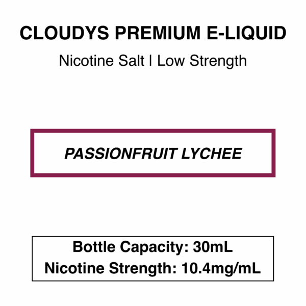 Passionfruit Lychee - Cloudys Premium E- Liquid Nic Salt 30 ml - Image 3