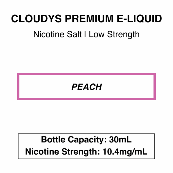 Peach - Cloudys Premium E- Liquid Nic Salt 30 ml - Image 2