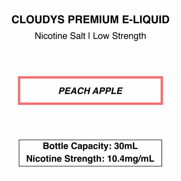 Peach Apple- Cloudys Premium E- Liquid Nic Salt 30 ml - Image 2
