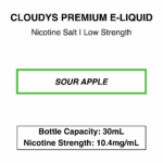 Sour Apple - Cloudys Premium E-Liquid- Nic Salt 30ml - Image 2