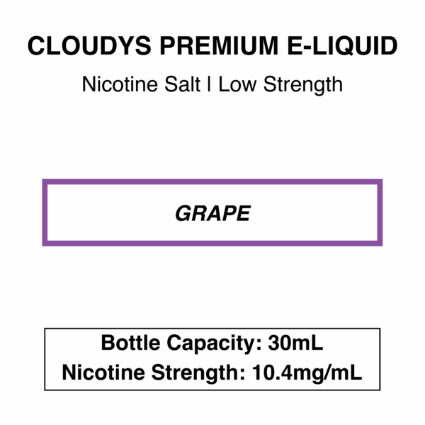 Grape - Cloudys Premium E- Liquid Nic Salt 30 ml - Image 2