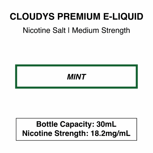 Mint (Classic Mint) - Cloudys Premium E- Liquid Nic Salt 30 ml - Image 3