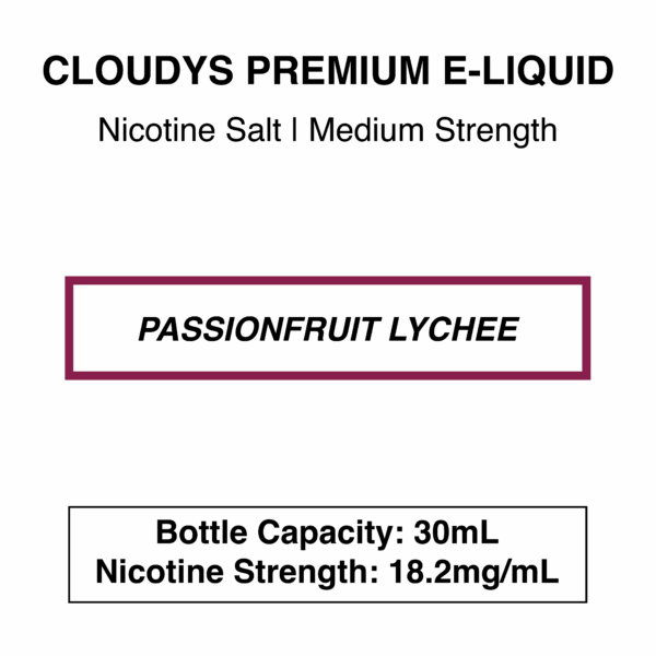 Passionfruit Lychee - Cloudys Premium E- Liquid Nic Salt 30 ml - Image 2