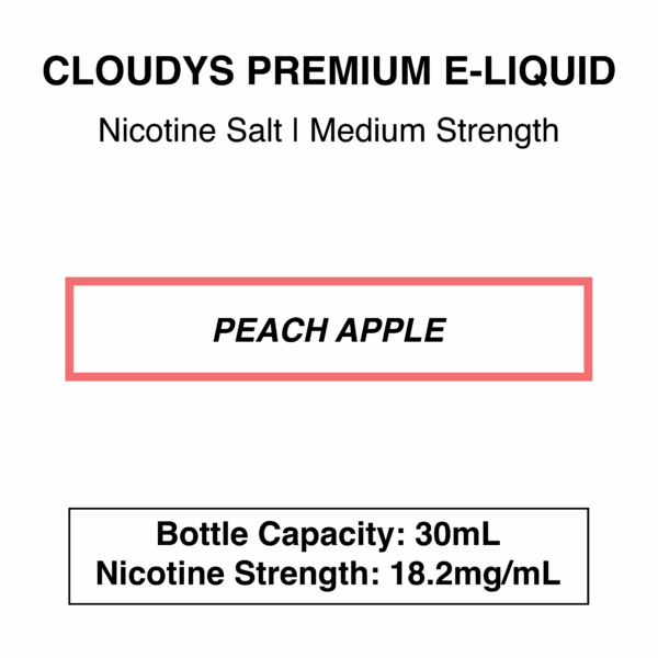 Peach Apple- Cloudys Premium E- Liquid Nic Salt 30 ml - Image 3
