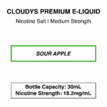 Sour Apple - Cloudys Premium E-Liquid- Nic Salt 30ml - Image 3