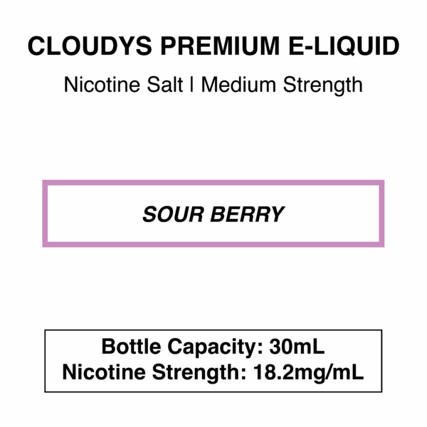 Sour Berry (Berry Belt) - Cloudys Premium E- Liquid Nic Salt 30 ml - Image 3