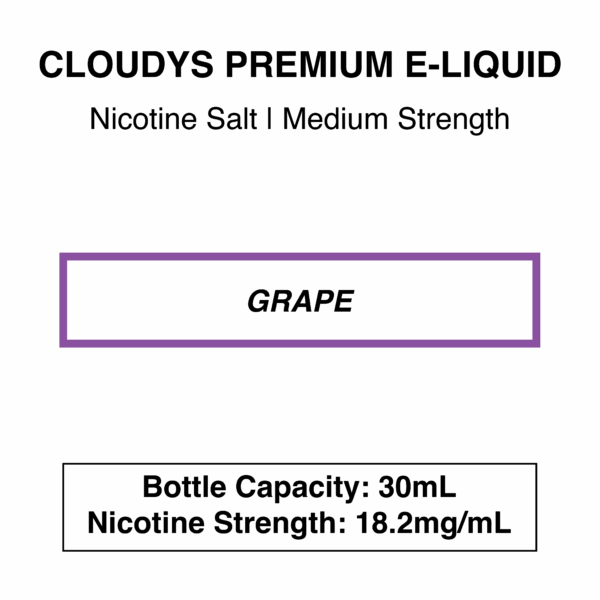 Grape - Cloudys Premium E- Liquid Nic Salt 30 ml - Image 3