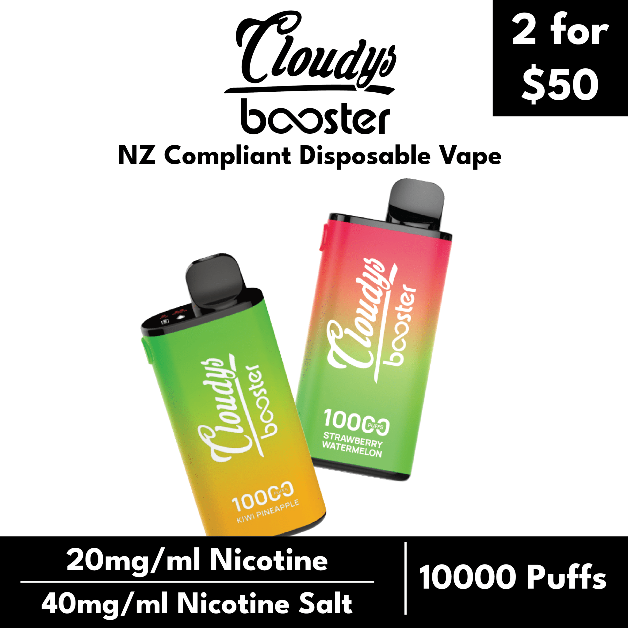 Cloudys Booster 10K Rechargeable Disposable Vape 40mg/ml (4