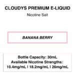 Banana Berry - Cloudys Premium E- Liquid Nic Salt 30 ml