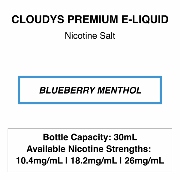 Blueberry Menthol - Cloudys Premium E- Liquid Nic Salt 30 ml - Image 1
