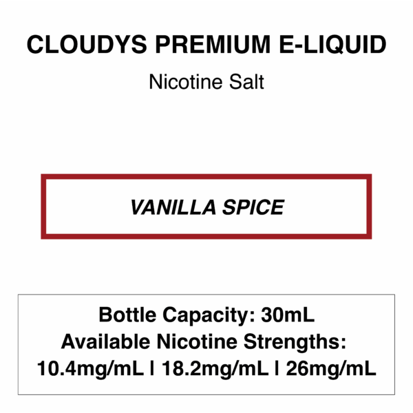 Vanilla Spice (Cola Vape)  - Cloudys Premium E- Liquid Nic Salt 30 ml - Image 1