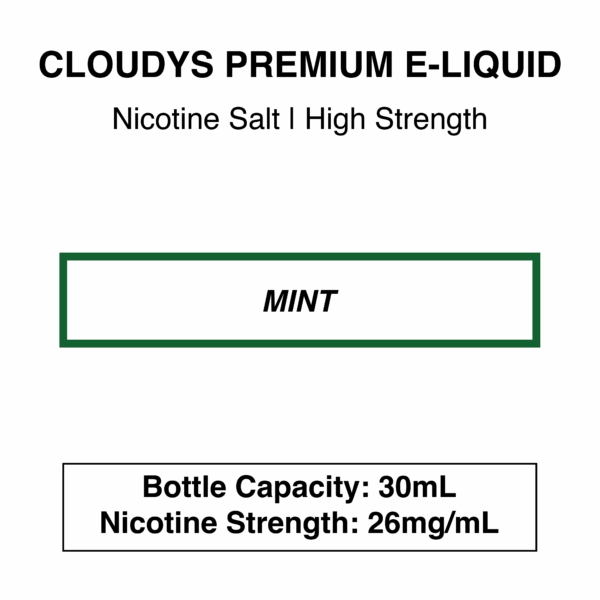 Mint (Classic Mint) - Cloudys Premium E- Liquid Nic Salt 30 ml - Image 4