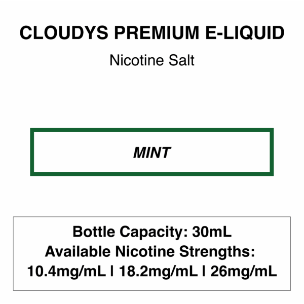Mint (Classic Mint) - Cloudys Premium E- Liquid Nic Salt 30 ml - Image 1