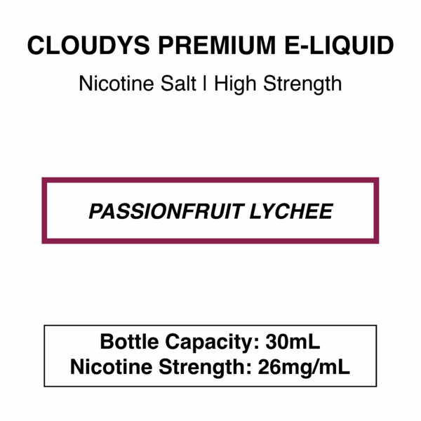 Passionfruit Lychee - Cloudys Premium E- Liquid Nic Salt 30 ml - Image 4