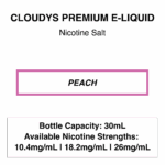 Peach - Cloudys Premium E- Liquid Nic Salt 30 ml