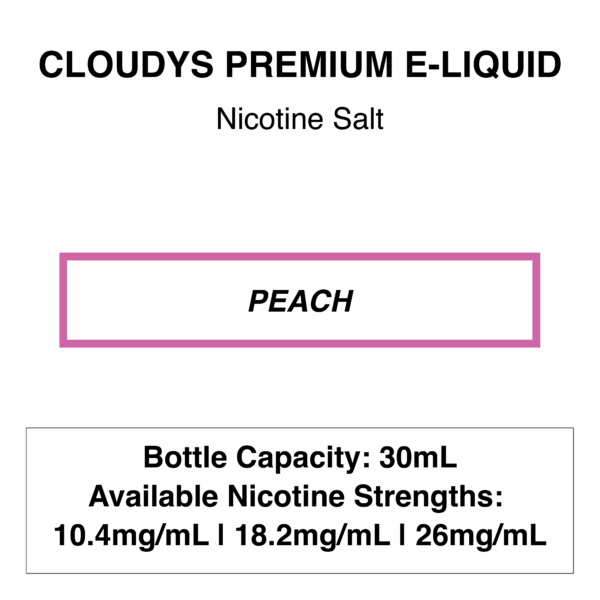 Peach - Cloudys Premium E- Liquid Nic Salt 30 ml - Image 1