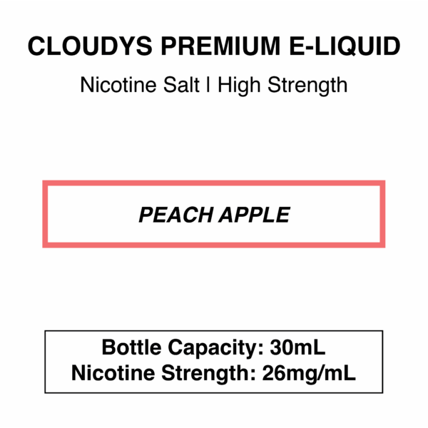 Peach Apple- Cloudys Premium E- Liquid Nic Salt 30 ml - Image 4
