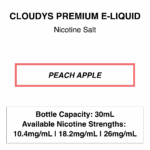 Peach Apple- Cloudys Premium E- Liquid Nic Salt 30 ml