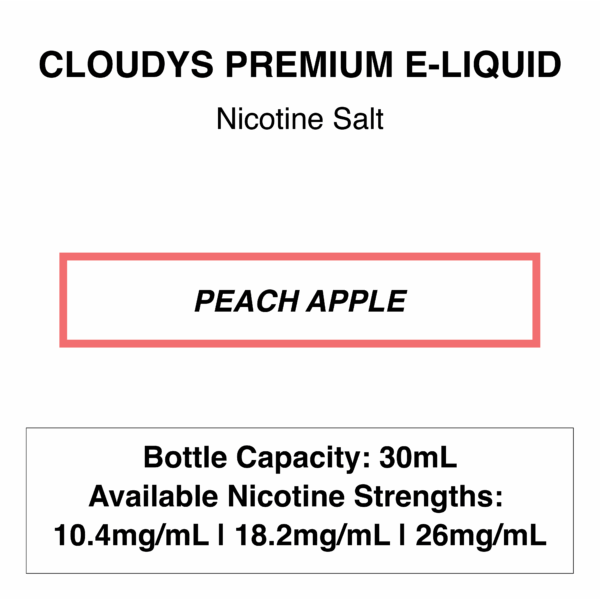 Peach Apple- Cloudys Premium E- Liquid Nic Salt 30 ml - Image 1