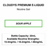 Sour Apple - Cloudys Premium E-Liquid- Nic Salt 30ml