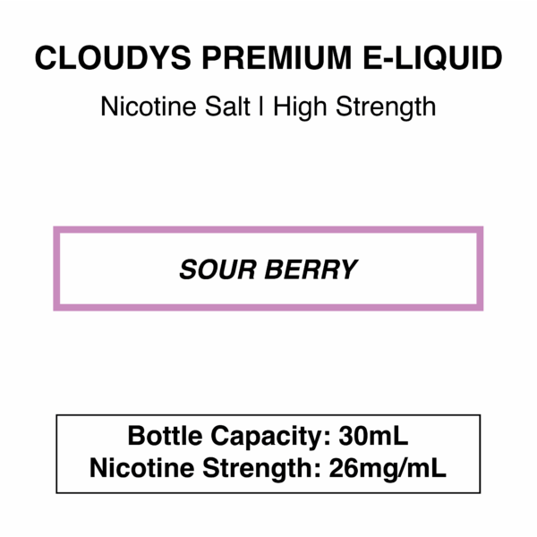 Sour Berry (Berry Belt) - Cloudys Premium E- Liquid Nic Salt 30 ml - Image 4