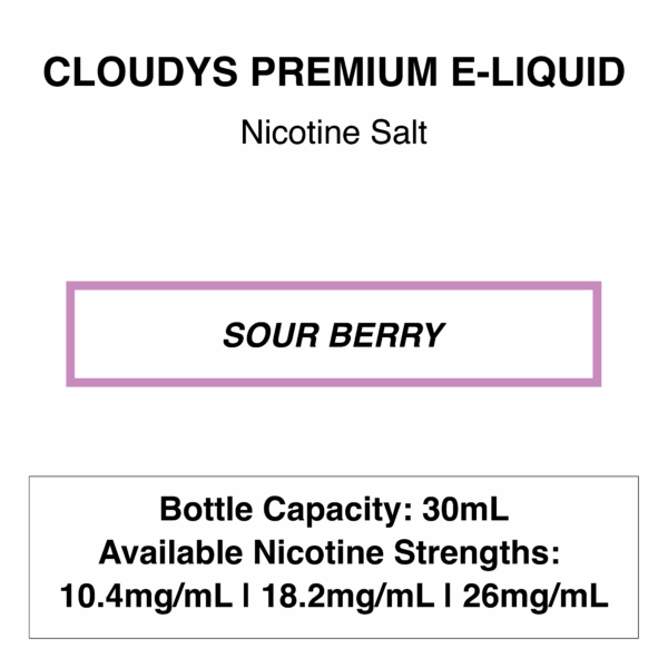 Sour Berry (Berry Belt) - Cloudys Premium E- Liquid Nic Salt 30 ml - Image 1