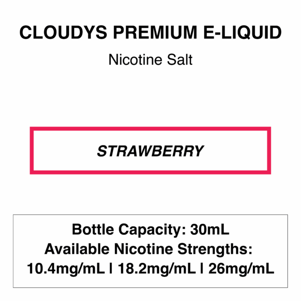 Strawberry (Ice) - Cloudys Premium E- Liquid Nic Salt 30 ml - Image 1