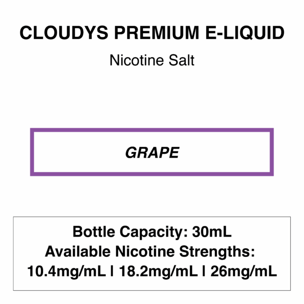 Grape - Cloudys Premium E- Liquid Nic Salt 30 ml - Image 1