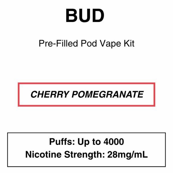 Bud - Closed Pod Vape Kit with reusable battery - 4000 Puffs - 28mg/ml Nicotine - Image 3