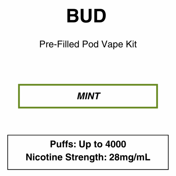 Bud - Closed Pod Vape Kit with reusable battery - 4000 Puffs - 28mg/ml Nicotine - Image 5