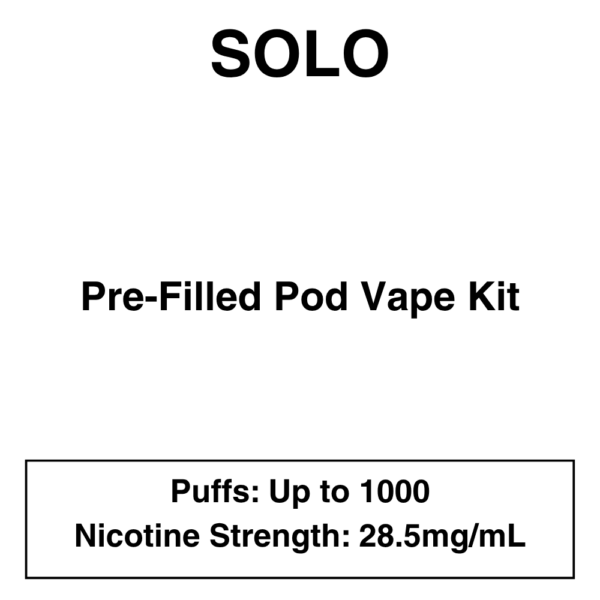 Solo - Pod Kit - 1 Pod + 1 Battery - 1000 Puffs - 2.8% (28.5mg/ml) - Image 1
