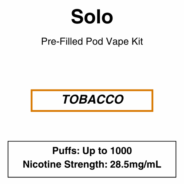 Solo - Pod Kit - 1 Pod + 1 Battery - 1000 Puffs - 2.8% (28.5mg/ml) - Image 2