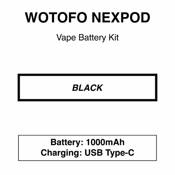 Wotofo - Nexpod - Battery Kit - 1000mAh - Rechargeable Type-C USB - Image 3
